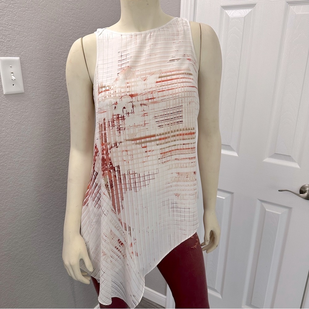 Asymmetrical WHBM White Flowing Sleeveless Top